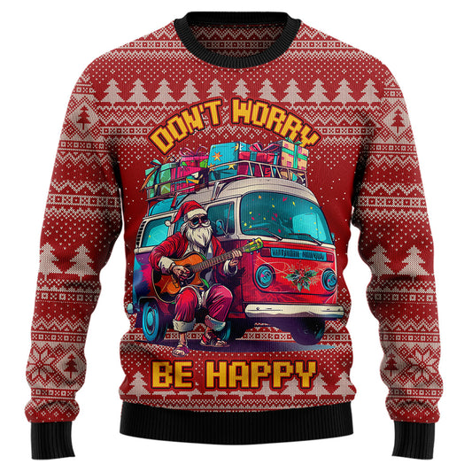 Don't Worry Be Happy Hippie Ugly Christmas Sweater