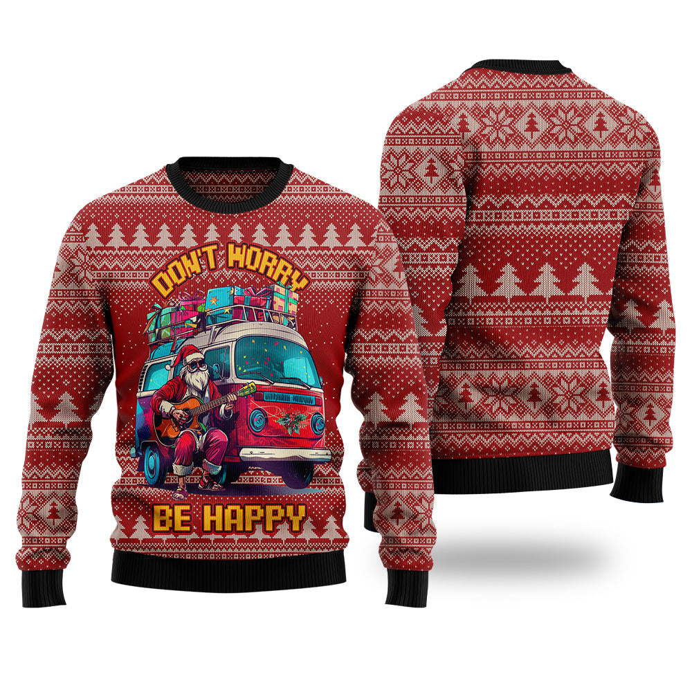 Don't Worry Be Happy Hippie Ugly Christmas Sweater