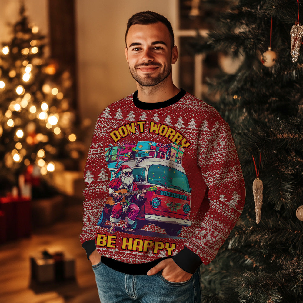 Don't Worry Be Happy Hippie Ugly Christmas Sweater