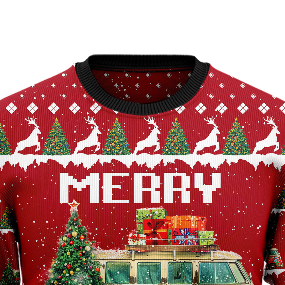 Vintage Hippie Van Ugly Christmas Sweater
