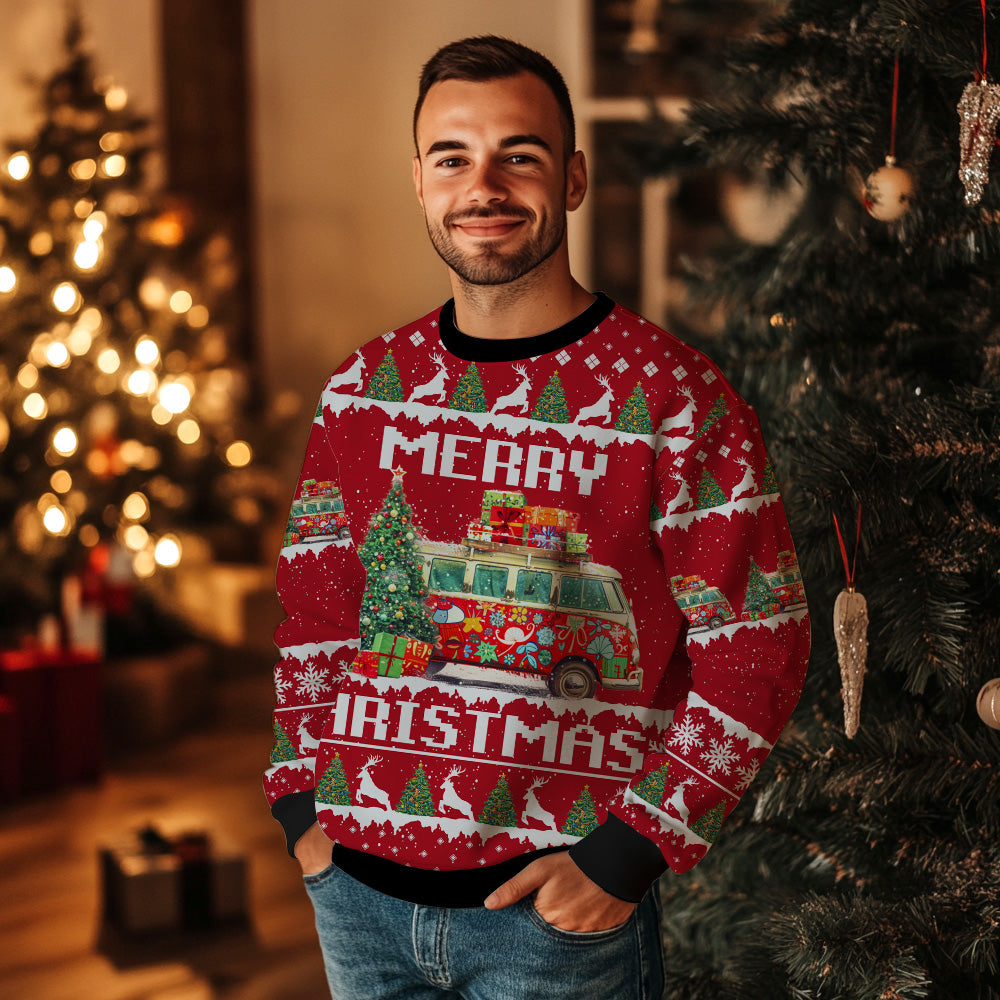 Vintage Hippie Van Ugly Christmas Sweater