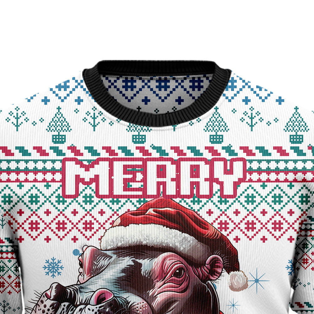 Merry Christmas Hippo Ugly Christmas Sweater