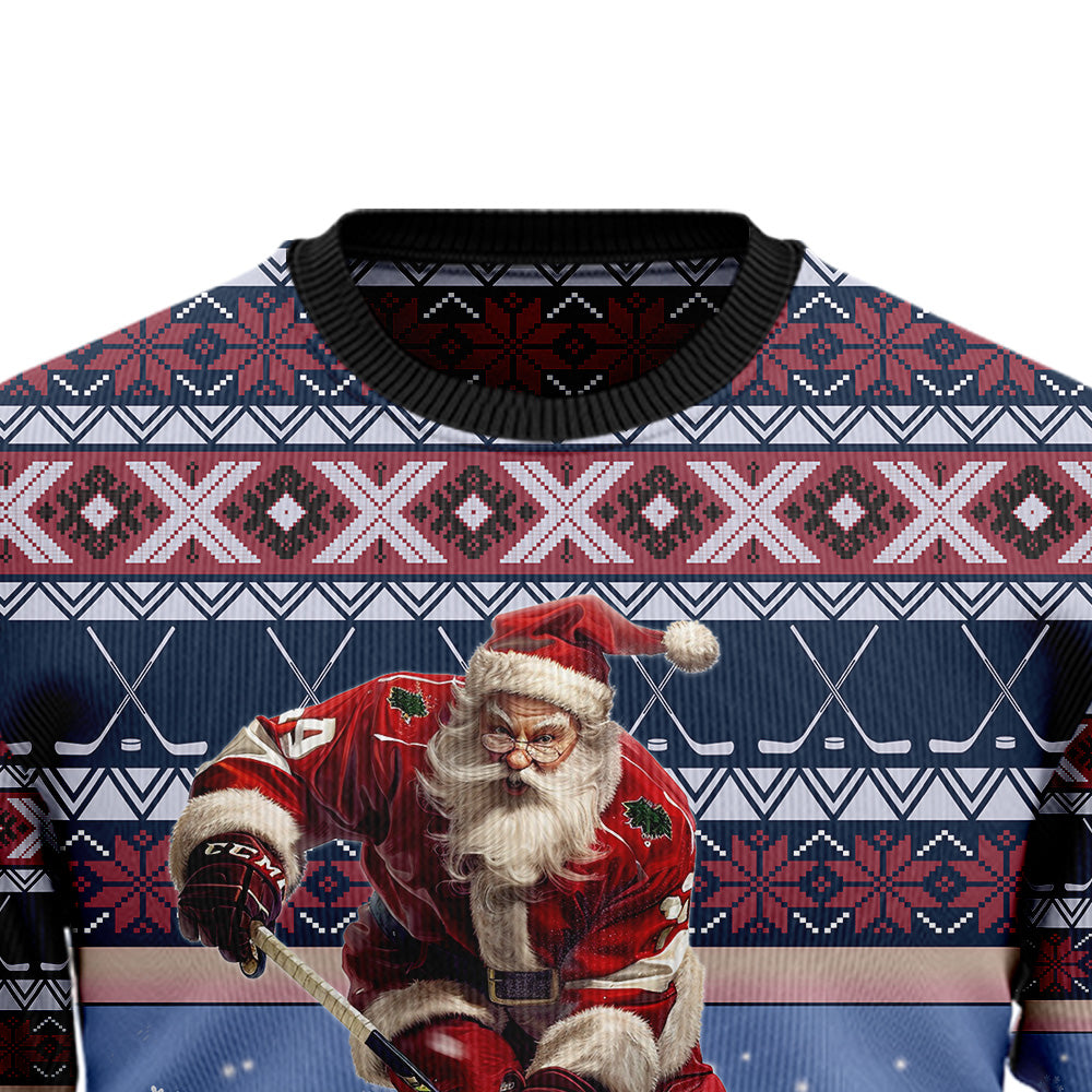 Best Pucking Christmas Ever Hockey Santa Ugly Christmas Sweater