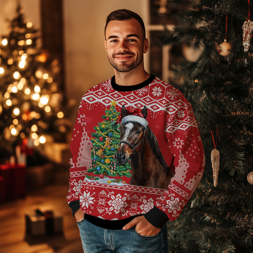 Horse Christmas Tree Ugly Christmas Sweater