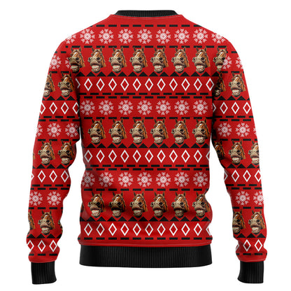Funny Grinning Horse Ugly Christmas Sweater