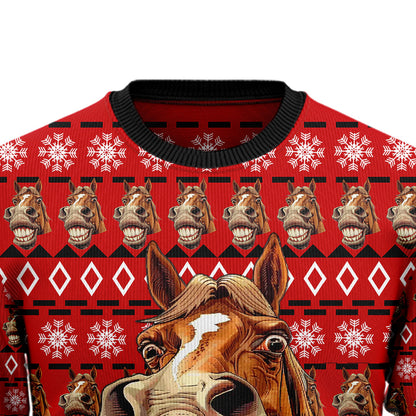 Funny Grinning Horse Ugly Christmas Sweater