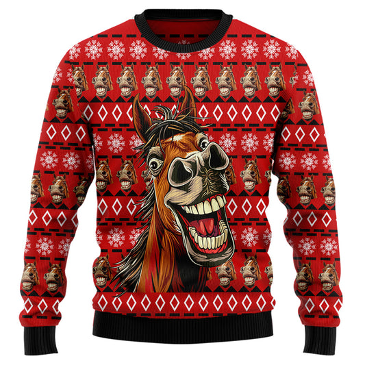 Crazy Laughing Horse Ugly Christmas Sweater