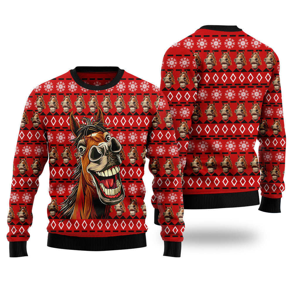 Crazy Laughing Horse Ugly Christmas Sweater