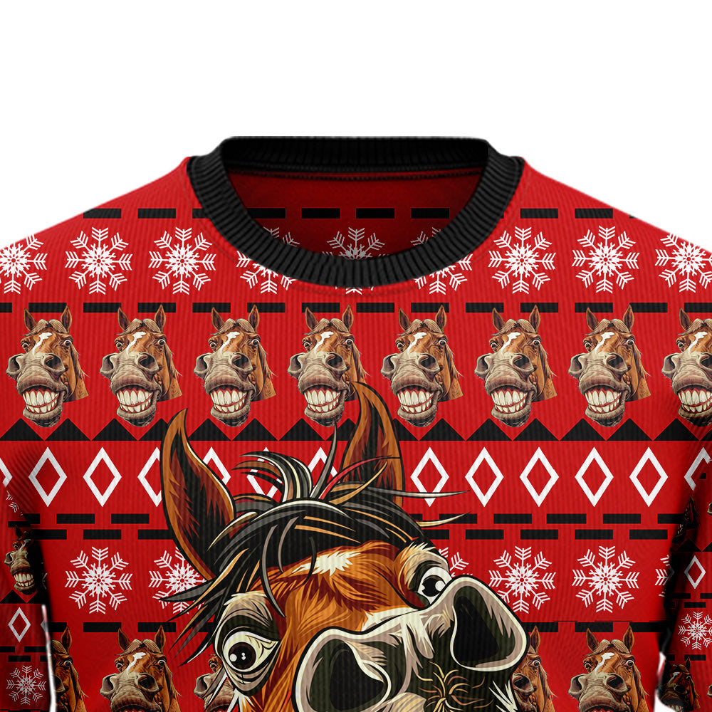 Crazy Laughing Horse Ugly Christmas Sweater