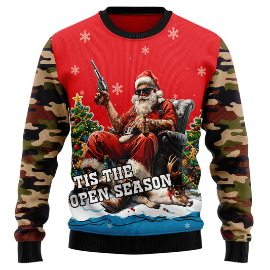 Tis The Open Season Santa Hunting Ugly Christmas Sweater
