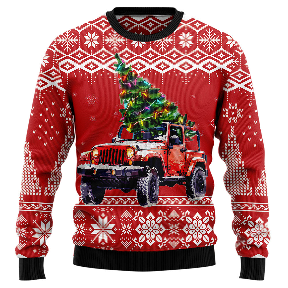 Festive Off-Road Jeep Ugly Christmas Sweater