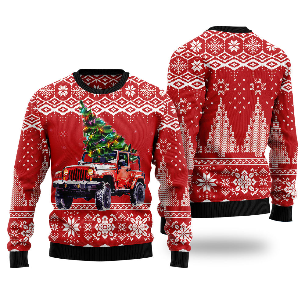 Festive Off-Road Jeep Ugly Christmas Sweater