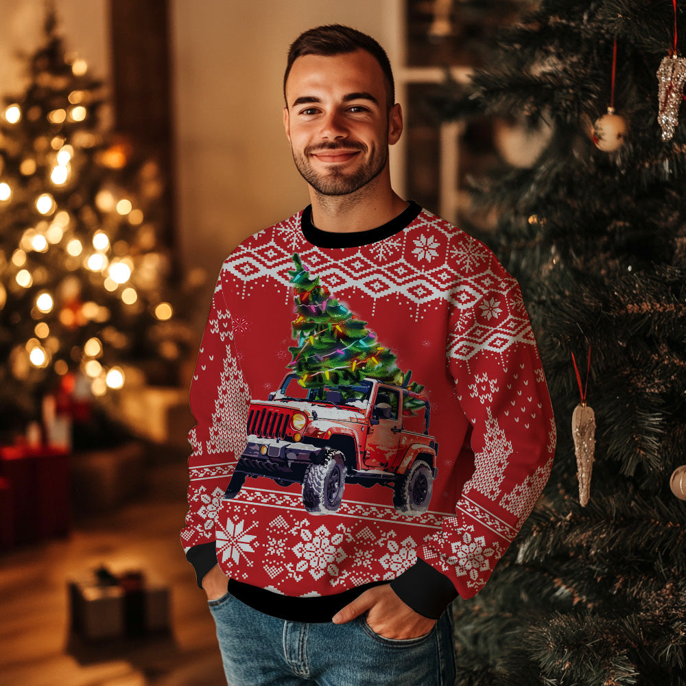 Festive Off-Road Jeep Ugly Christmas Sweater