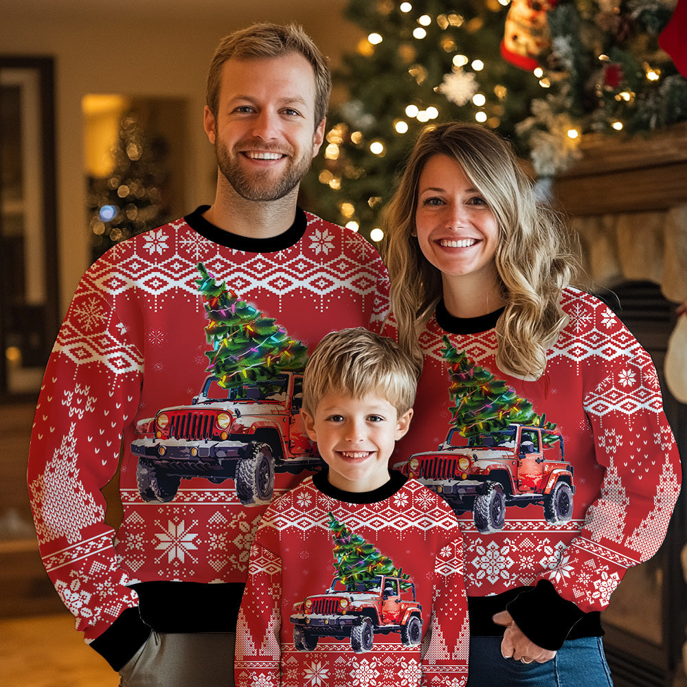 Festive Off-Road Jeep Ugly Christmas Sweater