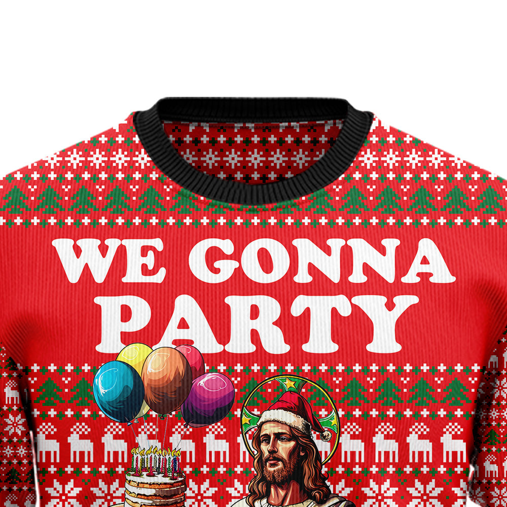 "We Gonna Party Like It's My Birthday" Birthday Jesus Ugly Christmas Sweater