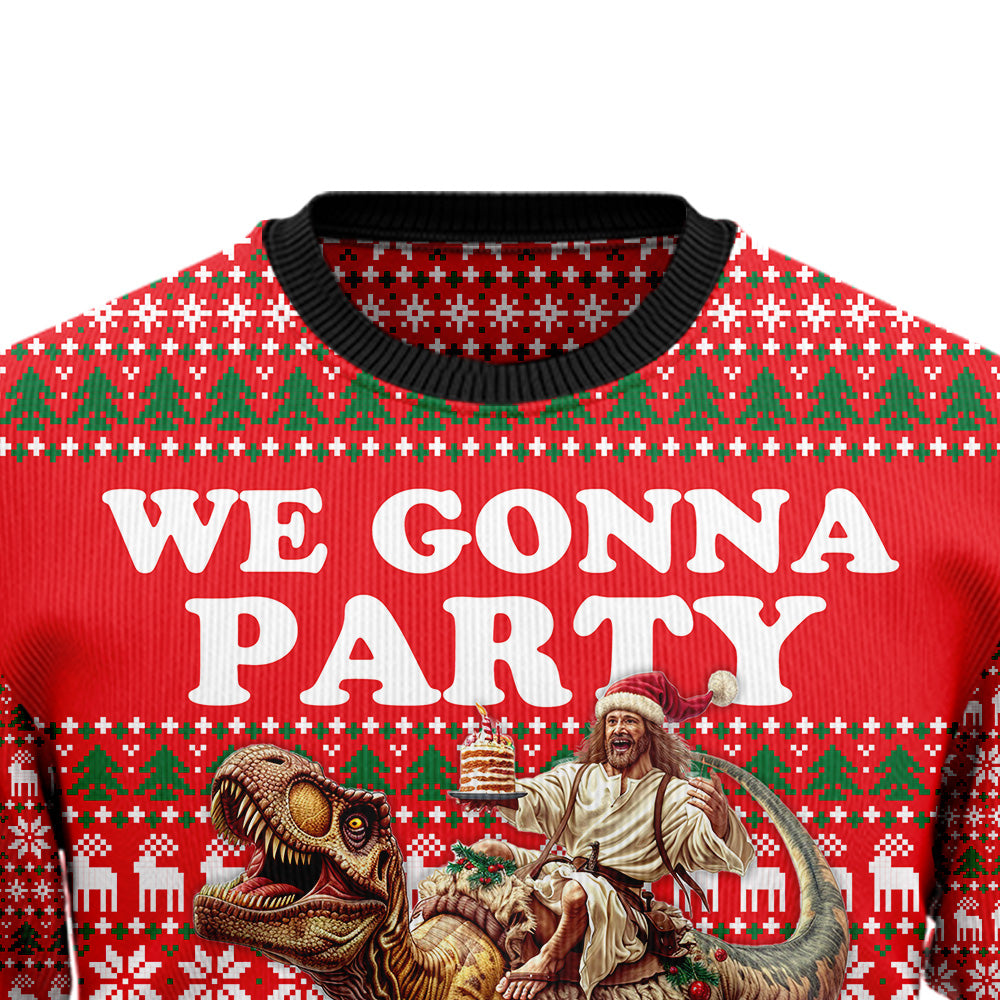Jesus Riding T-Rex Ugly Christmas Sweater