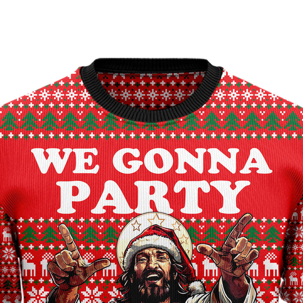 We Gonna Party Like It's My Birthday Jesus Ugly Christmas Sweater