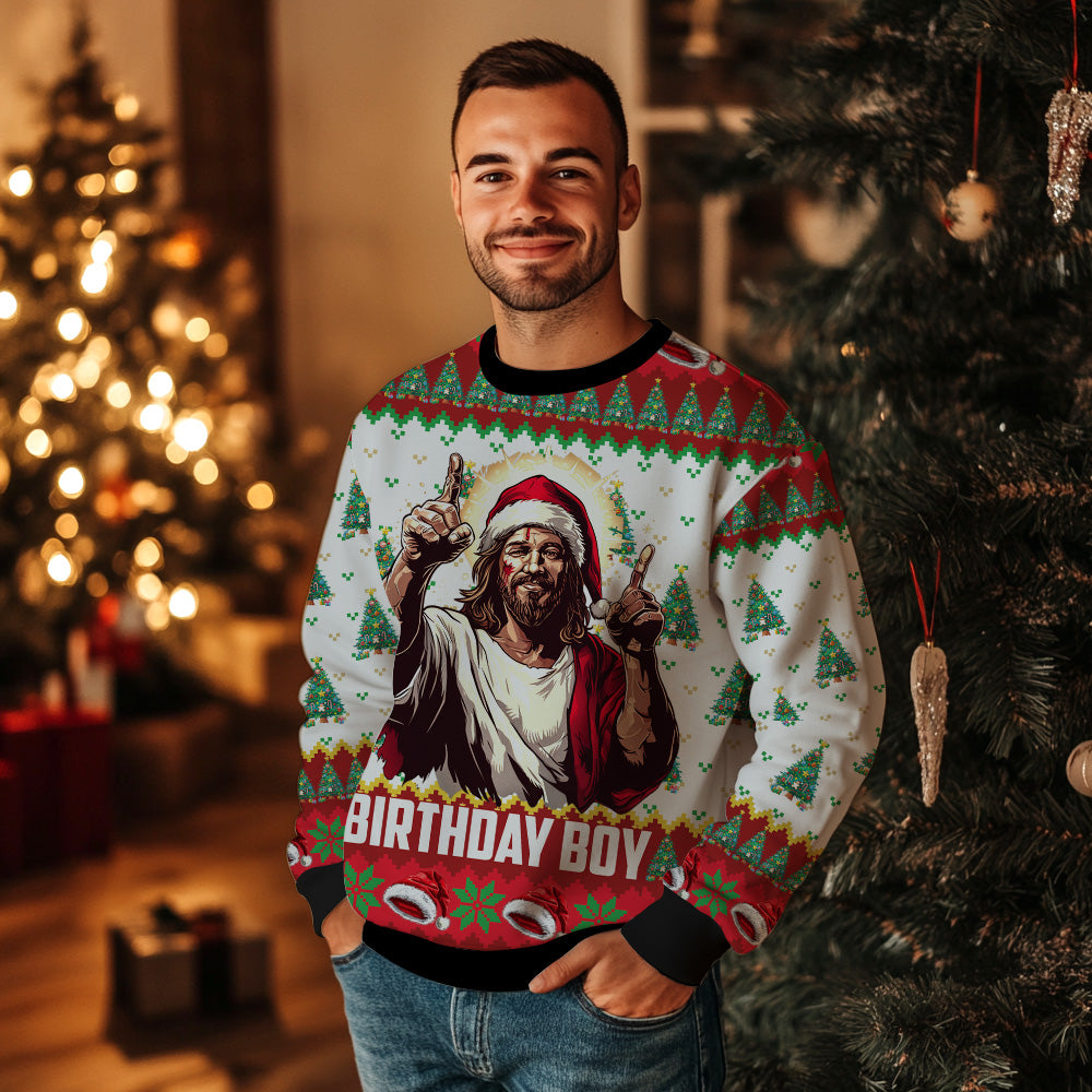 Jesus Birthday Boy Ugly Christmas Sweater