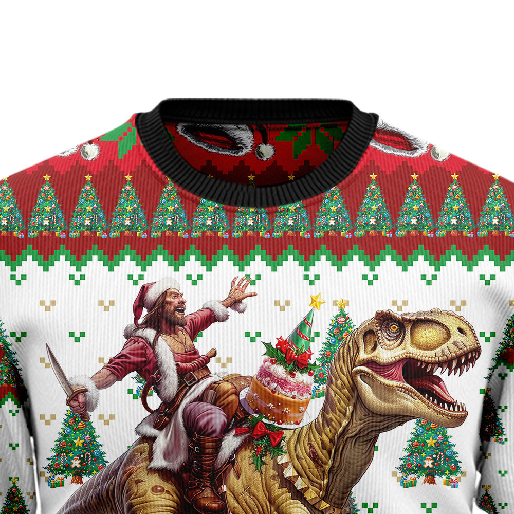 Jesus Riding T-Rex Birthday Boy Ugly Christmas Sweater