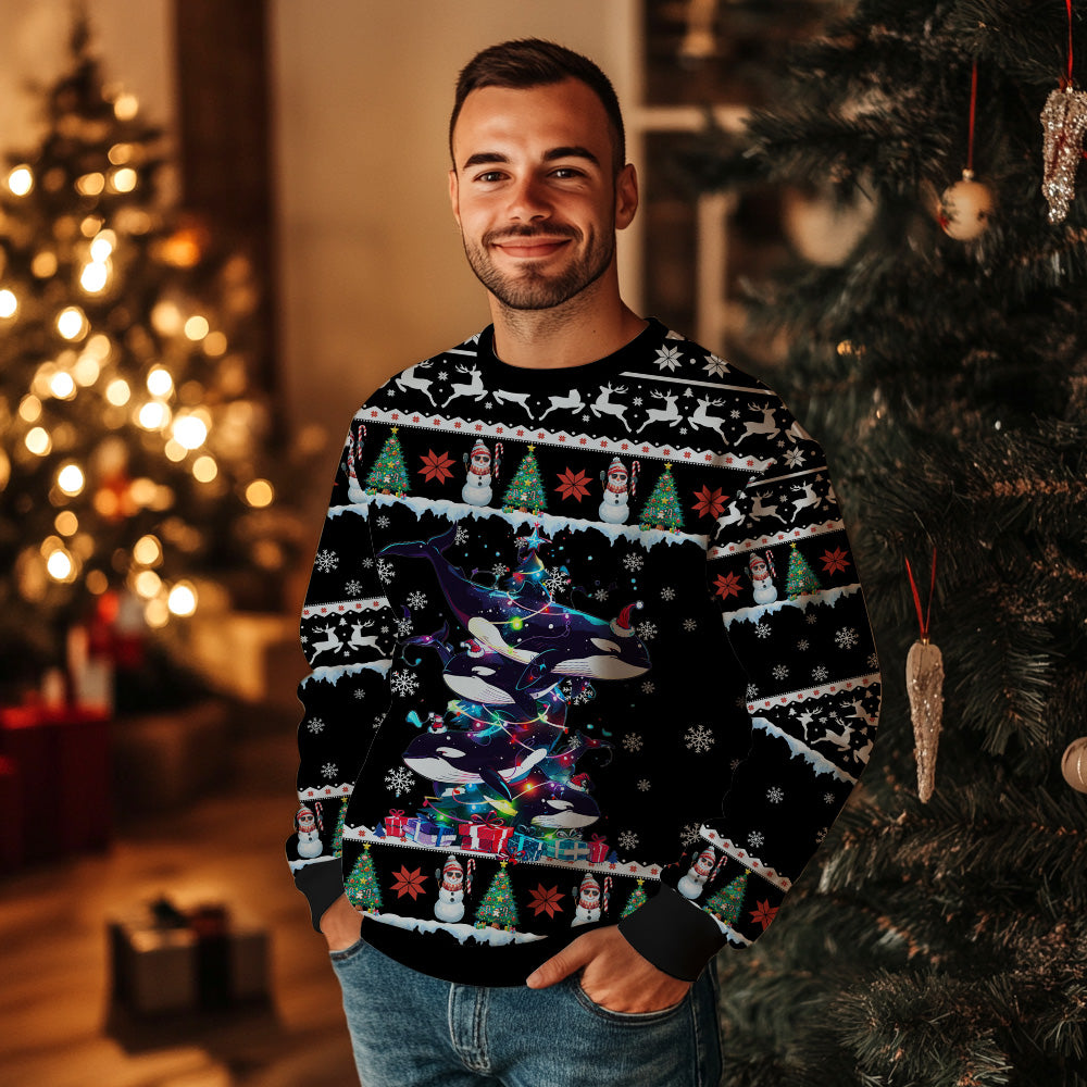 Orca Christmas Tree Ugly Christmas Sweater