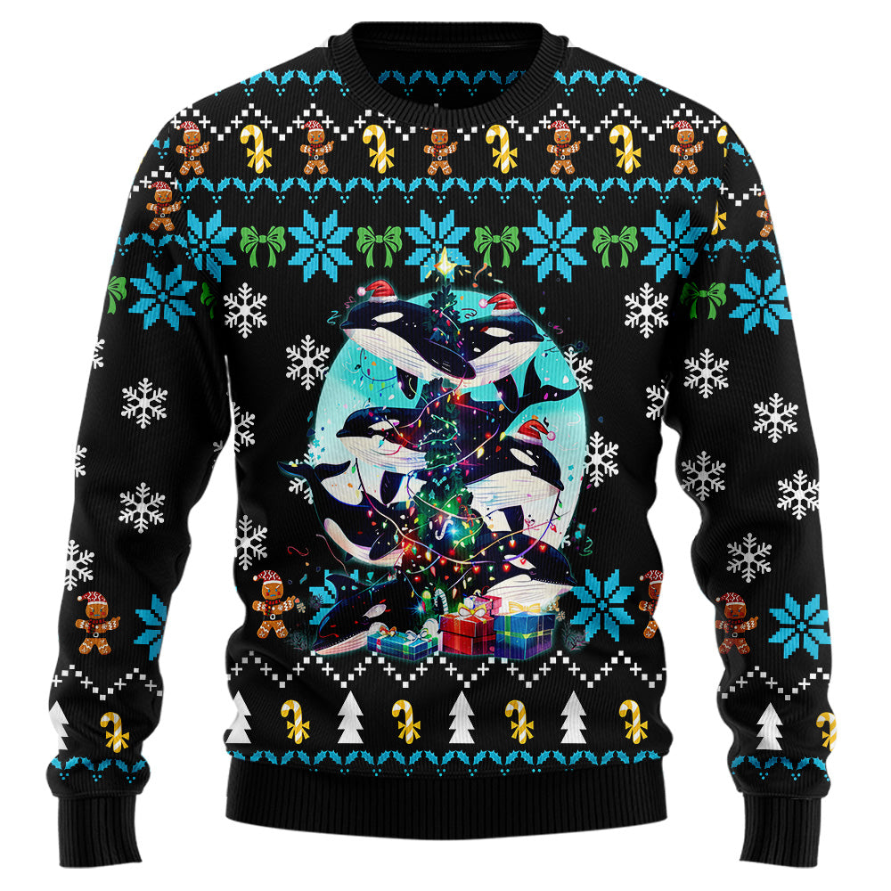Festive Orca Killer Whale Ugly Christmas Sweater