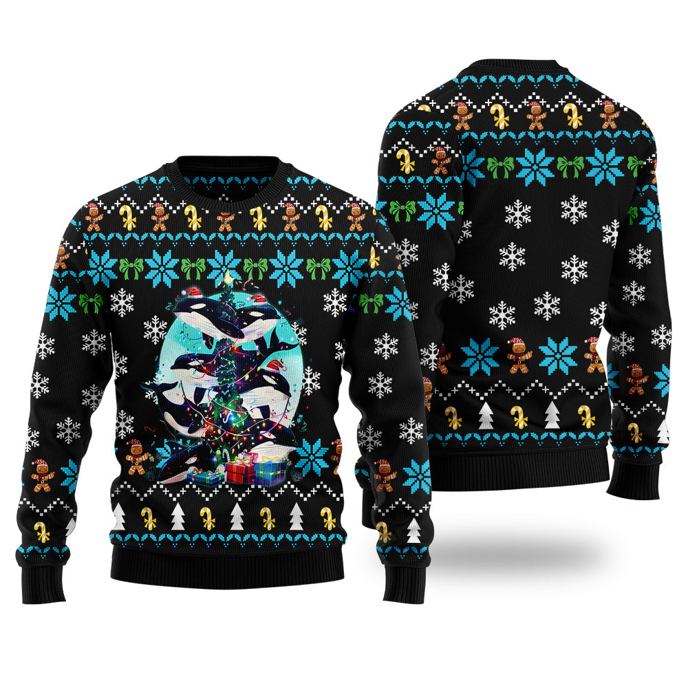 Festive Orca Killer Whale Ugly Christmas Sweater