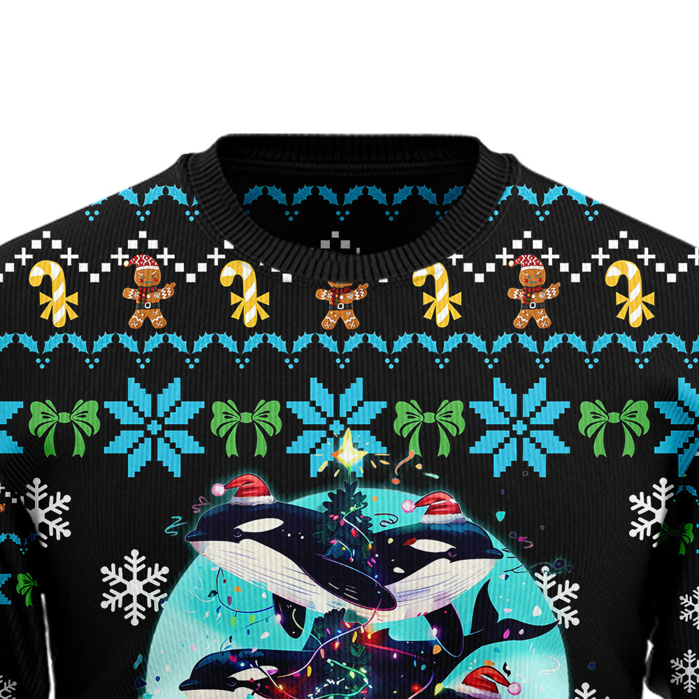 Festive Orca Killer Whale Ugly Christmas Sweater