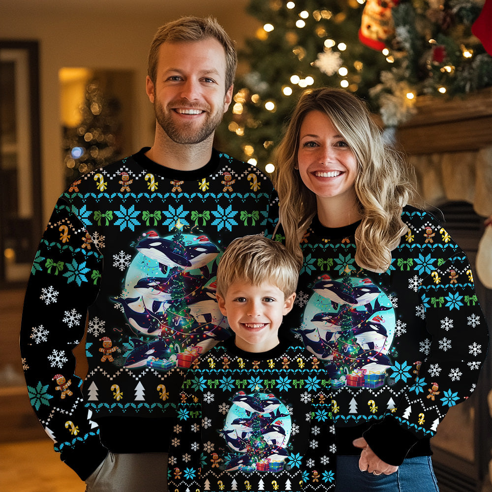 Festive Orca Killer Whale Ugly Christmas Sweater