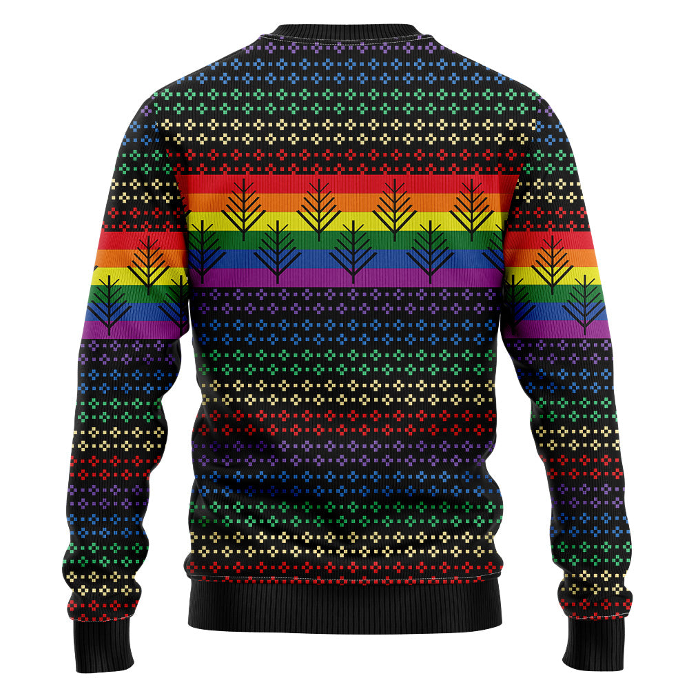Have A Rainbow Christmas T-Rex Santa Ugly Christmas Sweater