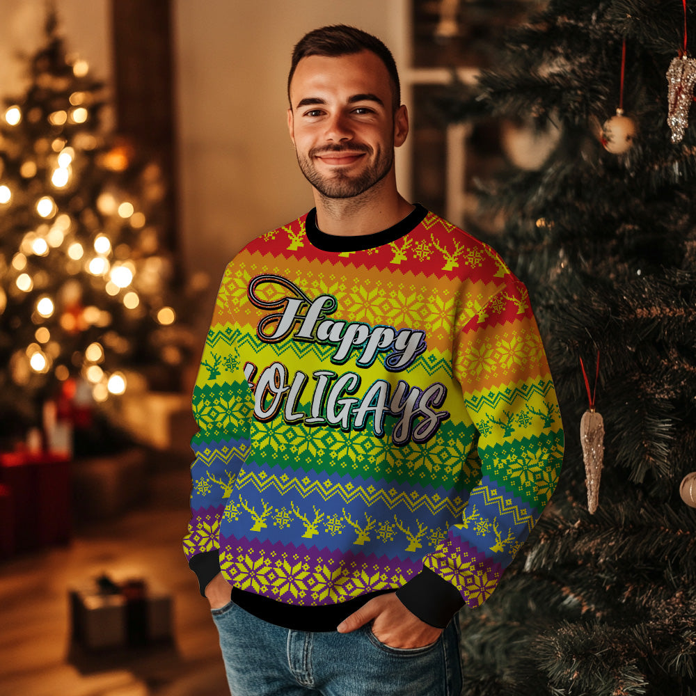 Happy Holigays LGBTQ+ Ugly Christmas Sweater