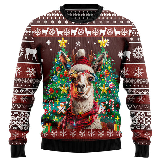 Festive Llama Ugly Christmas Sweater