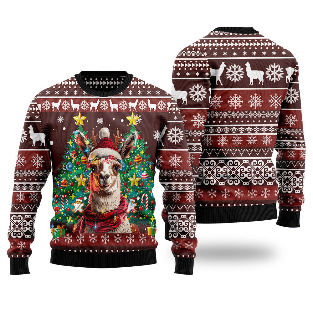 Festive Llama Ugly Christmas Sweater