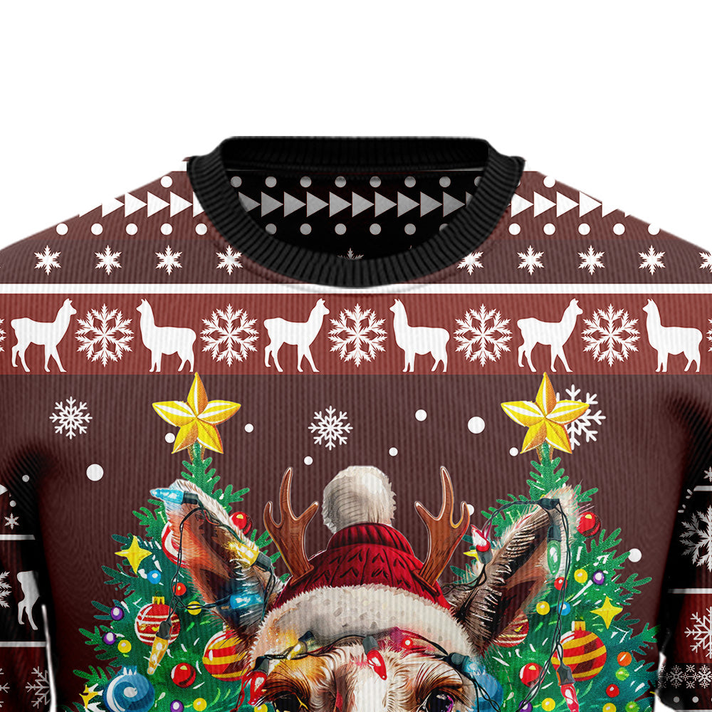 Festive Llama Ugly Christmas Sweater