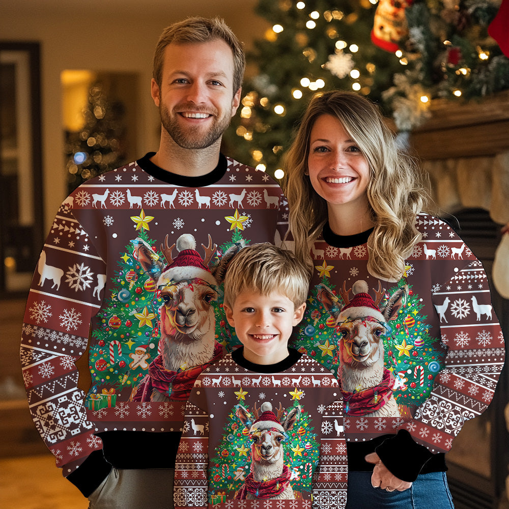 Festive Llama Ugly Christmas Sweater