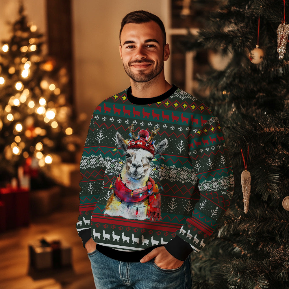 Cozy Llama Ugly Christmas Sweater