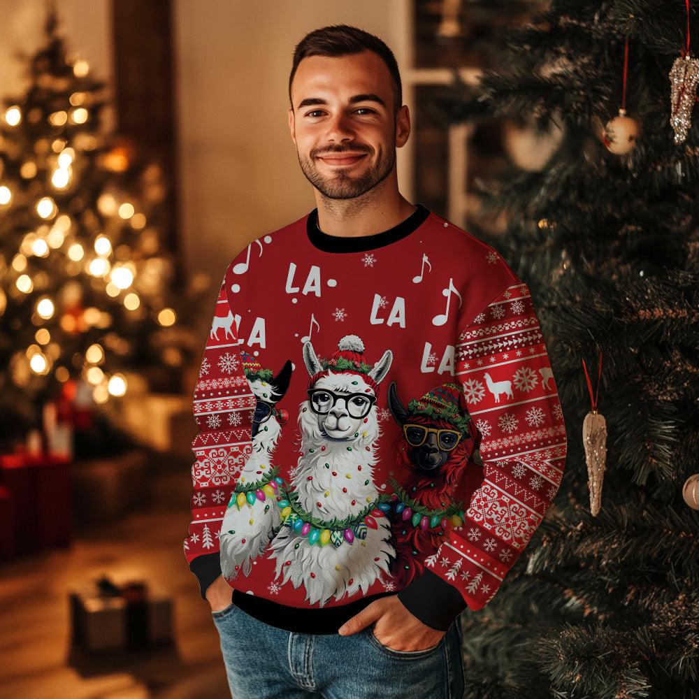 Festive Llama Ugly Christmas Sweater