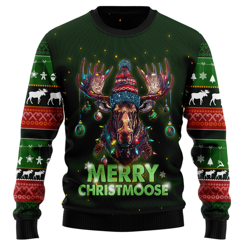 Funny Merry Christmoose Moose Ugly Christmas Sweater