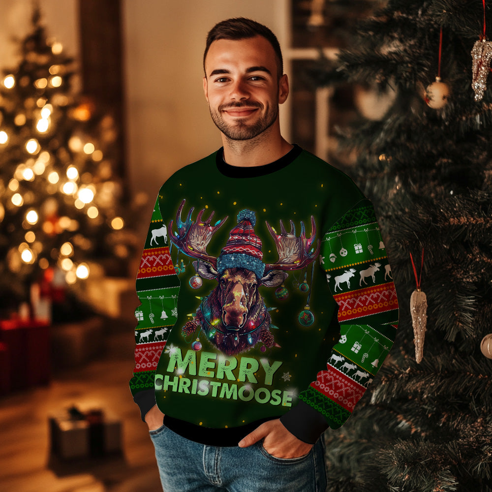 Funny Merry Christmoose Moose Ugly Christmas Sweater