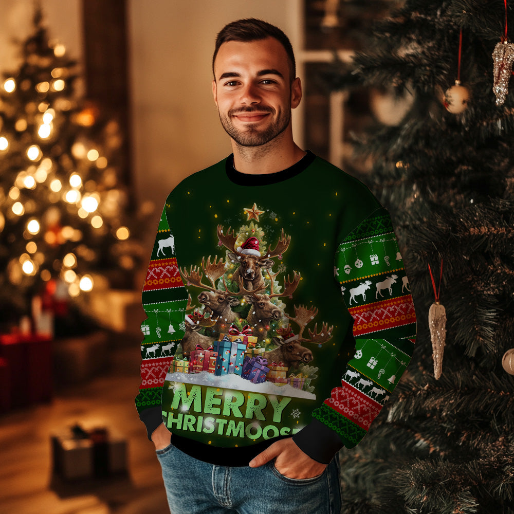 Merry Christmoose Christmas Tree Ugly Christmas Sweater