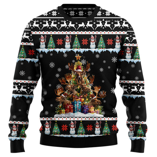 Moose Christmas Tree Ugly Christmas Sweater