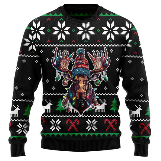 Festive Moose Ugly Christmas Sweater