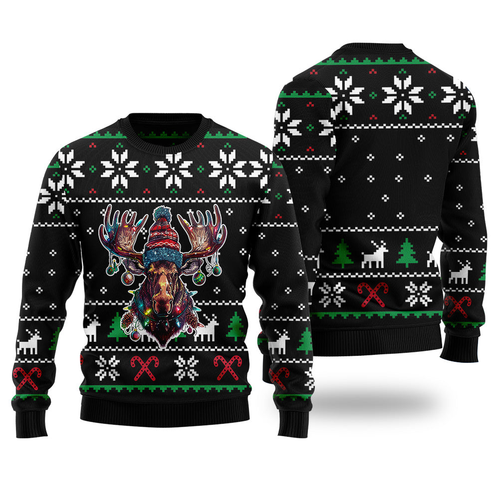 Festive Moose Ugly Christmas Sweater