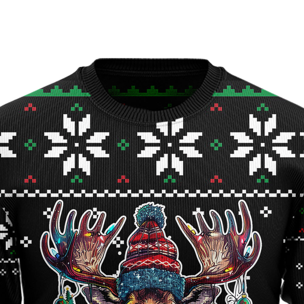 Festive Moose Ugly Christmas Sweater