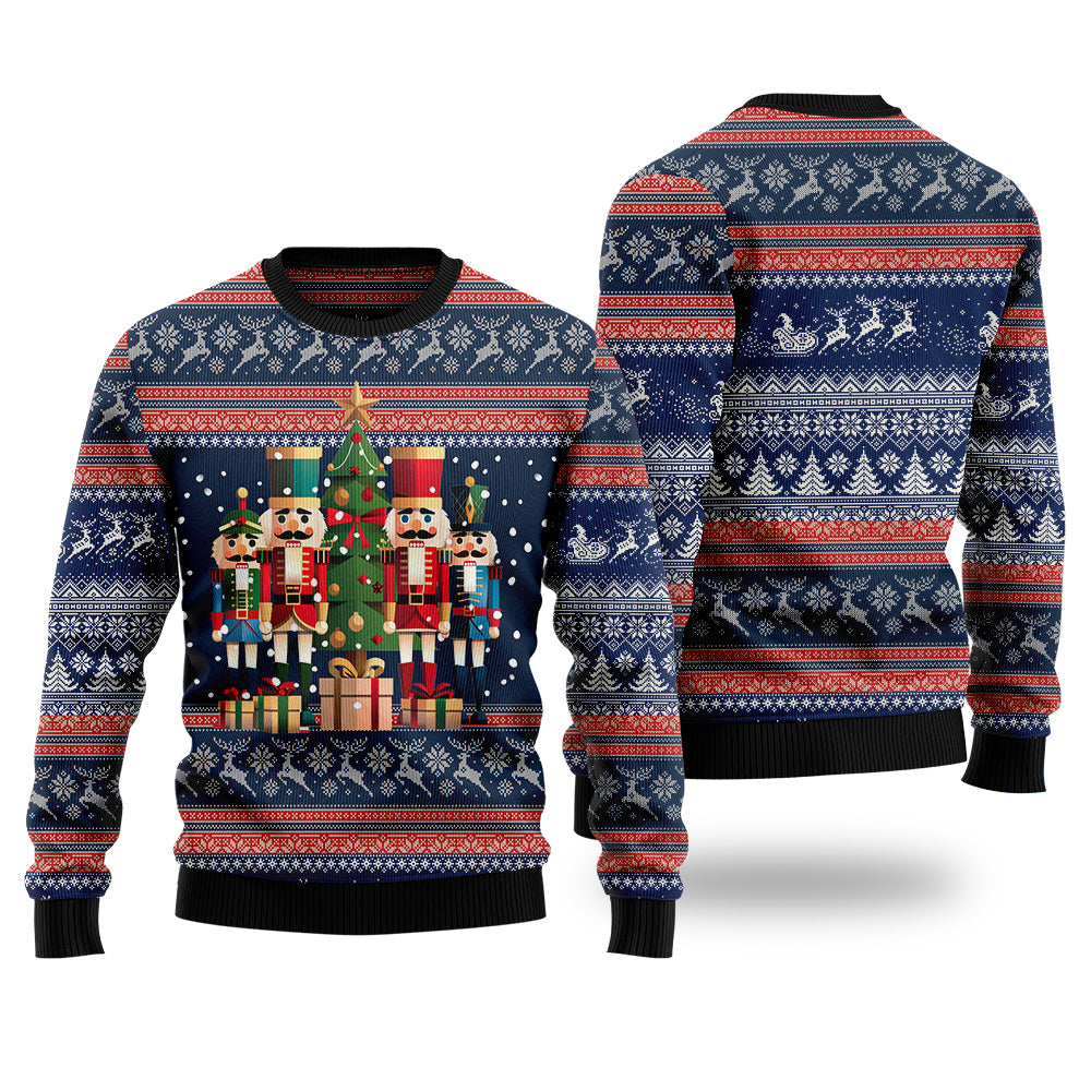 Festive Nutcrackers Christmas Tree Ugly Christmas Sweater
