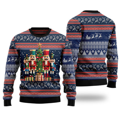 Festive Nutcrackers Christmas Tree Ugly Christmas Sweater