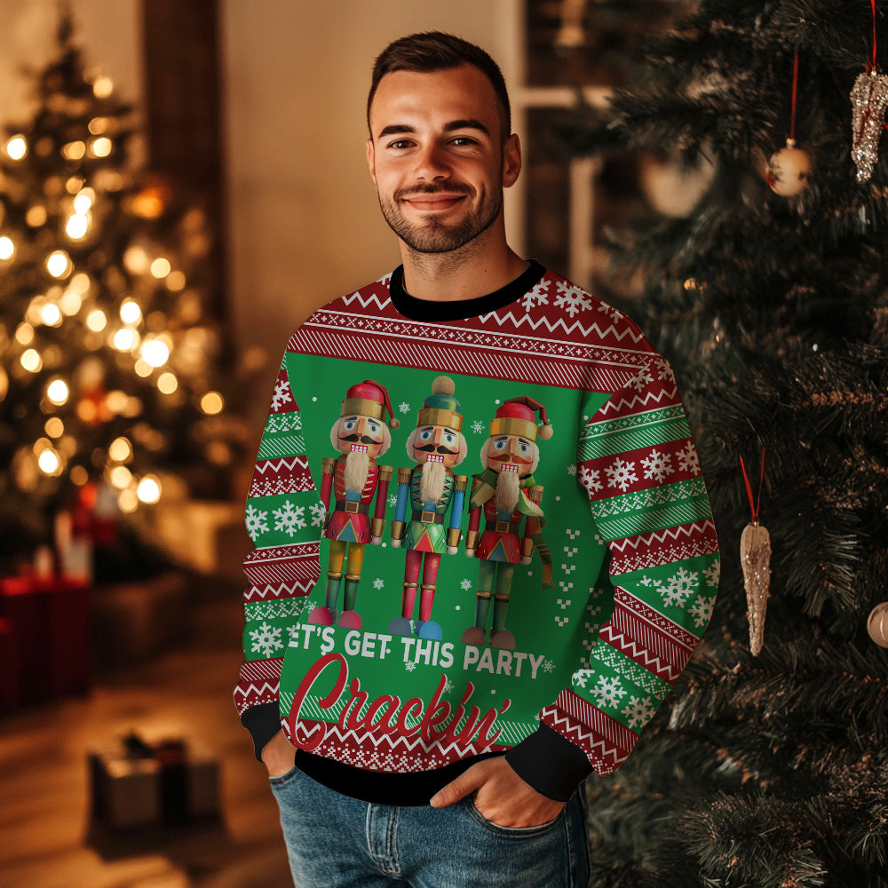 Let's Get This Party Crackin' Nutcracker Ugly Christmas Sweater