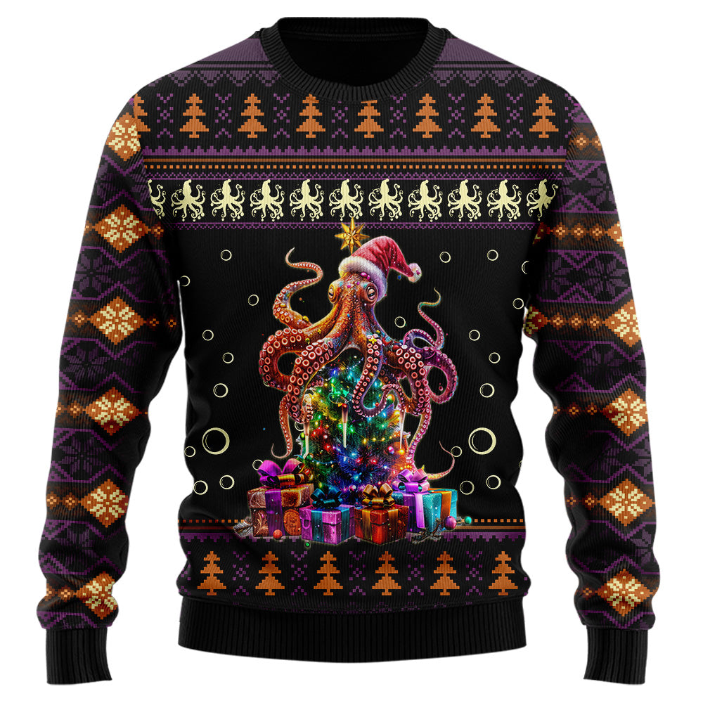 Octopus Santa Hat Ugly Christmas Sweater