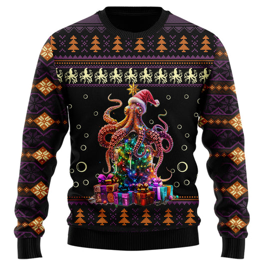 Octopus Santa Hat Ugly Christmas Sweater