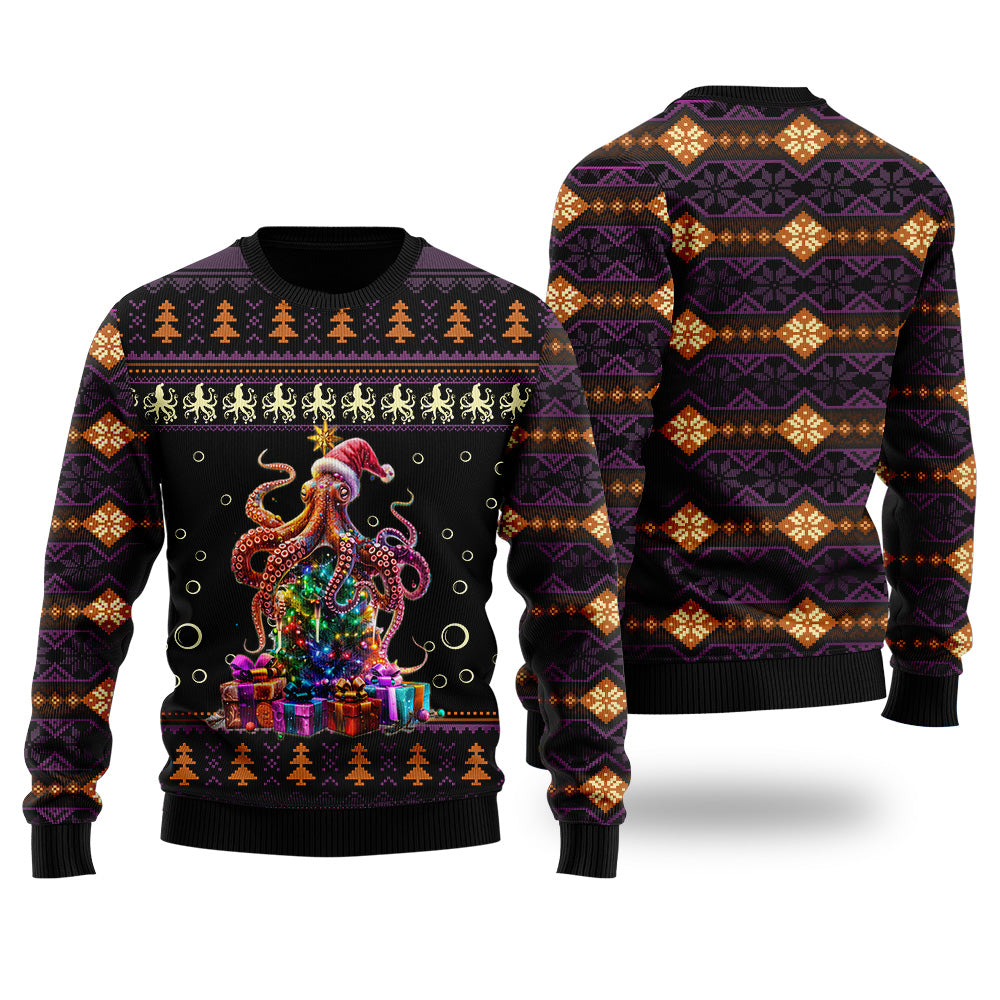 Octopus Santa Hat Ugly Christmas Sweater