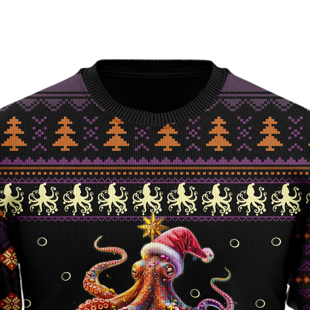 Octopus Santa Hat Ugly Christmas Sweater